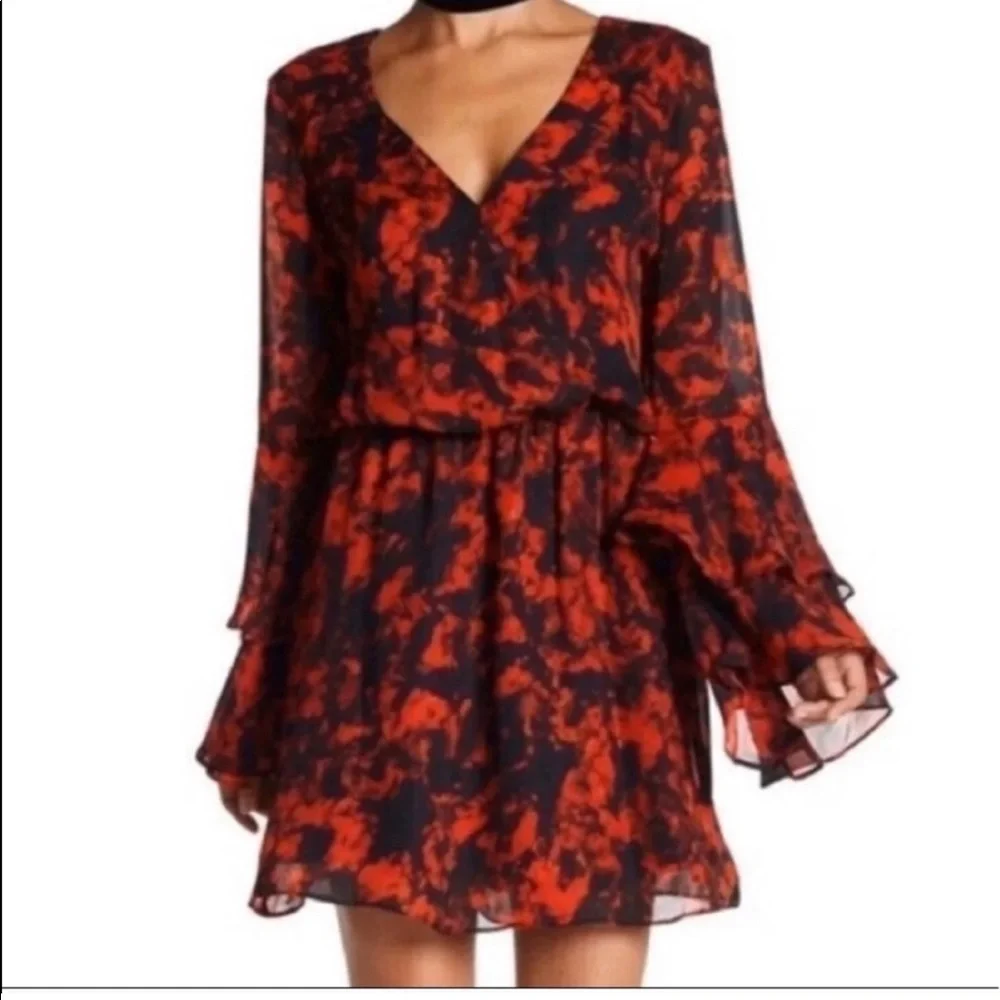 Parker Black and Red Poinsettia dress size M - Picture 4 of 7